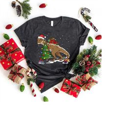 Christmas Dinosaur Shirt, Christmas T-Rex Shirt, Dinosaur Lover Shirt