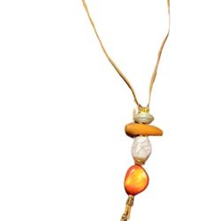 Handcrafted Modern Italian Stone Necklace in Leather Cord for Women by Tanishka Trends