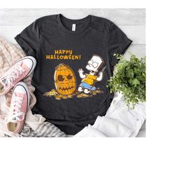the simpsons bart carves a homer pumpkin halloween t-shirt, the simpsons halloween shirt, the simpsons family tee, simp