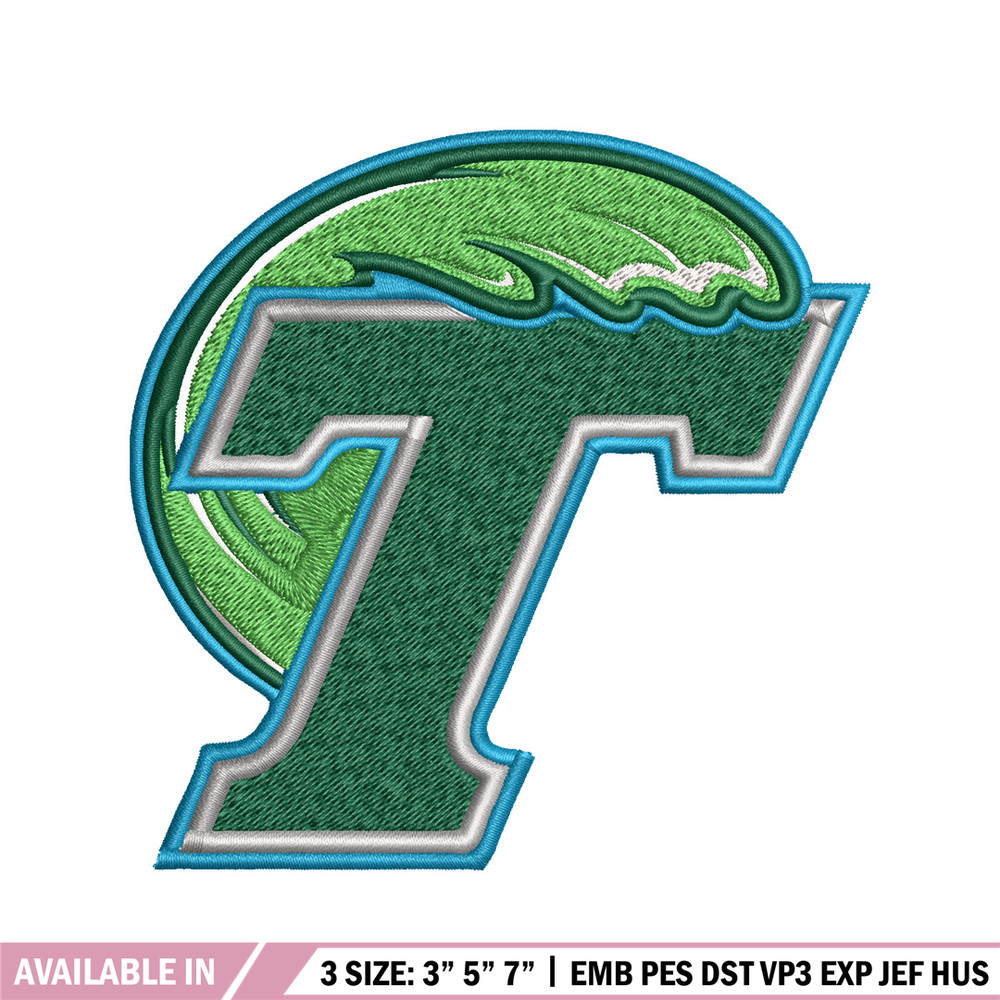 Tulane Green Wave embroidery design, Tulane Green Wave embroidery, logo Sport, Sport embroidery, NCAA embroidery..jpg
