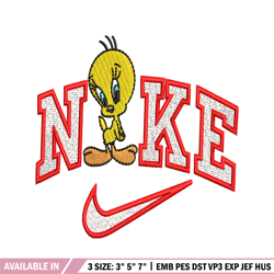tweety nike embroidery design, tweety cartoon embroidery, nike design, embroidery file, logo shirt, digital download.