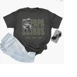 personalized papasaurus shirt, papa dinosaur shirt, father's day shirt