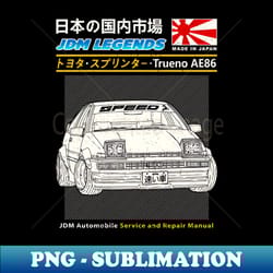 toyota sprinter trueno ae86 1986 car manual book cover - decorative sublimation png file - perfect for sublimation art