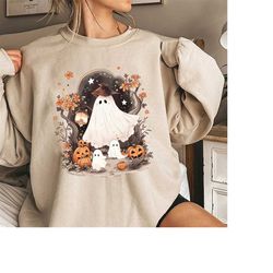 ghost halloween shirt, cute flower ghost halloween, spooky season shirt, halloween ghost shirt