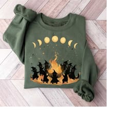 black cats dancing halloween shirt, vintage black cat shirt, vintage halloween, cat witch shirt