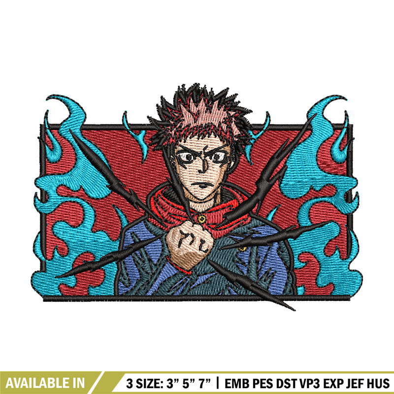 Yuji frame embroidery design, Jujutsu embroidery, Anime design, Embroidery shirt, Embroidery file, Digital download.jpg