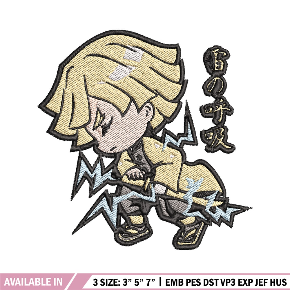 Zenitsu chibi embroidery design, Zenitsu embroidery, Anime design, Embroidery shirt, Embroidery file, Digital download.jpg