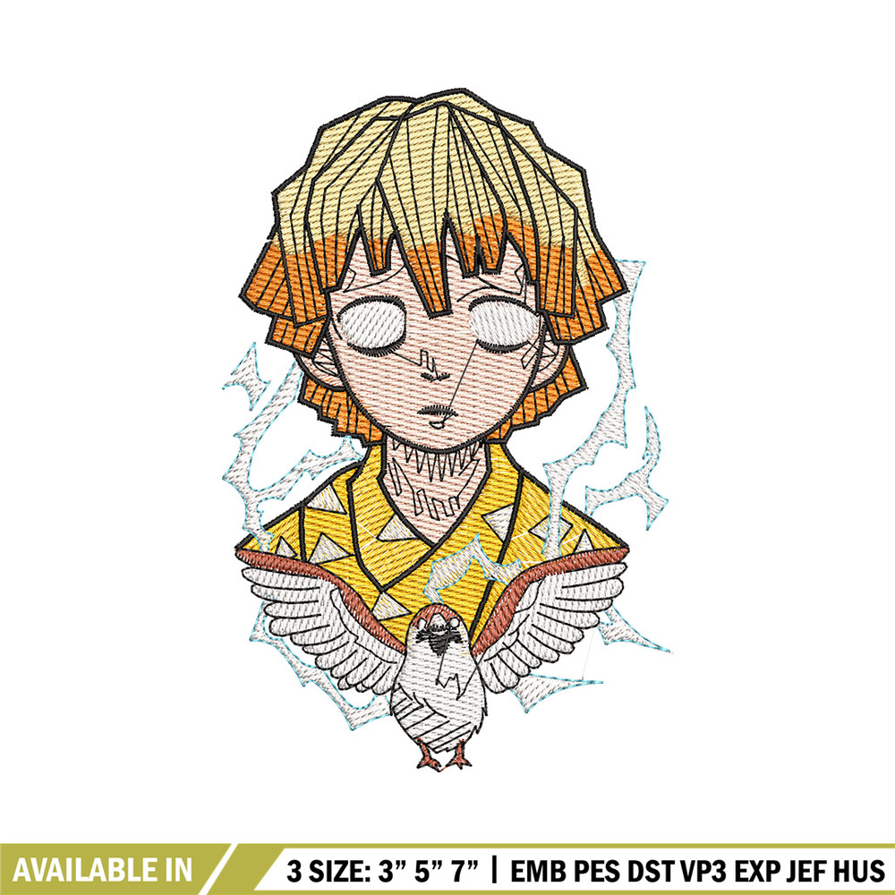 Zenitsu bird embroidery design, Zenitsu embroidery, Anime design, Embroidery shirt, Embroidery file, Digital download.jpg