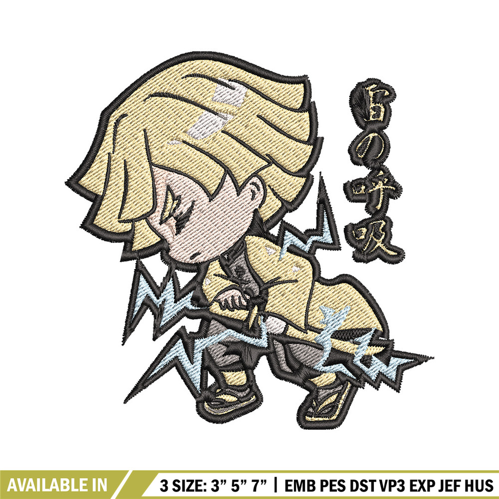 Zenitsu chibi embroidery design, Zenitsu embroidery, Anime design, Embroidery shirt, Embroidery file, Digital download.jpg