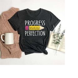 progress over perfection teacher shirt, teacher shirt, happy first day of school shirt, back to school