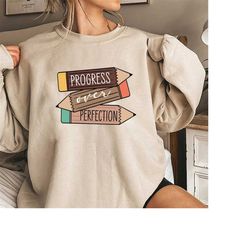 progress over perfection shirt, teacher shirt, first day of school, back to school shirt, kindergarten shirt