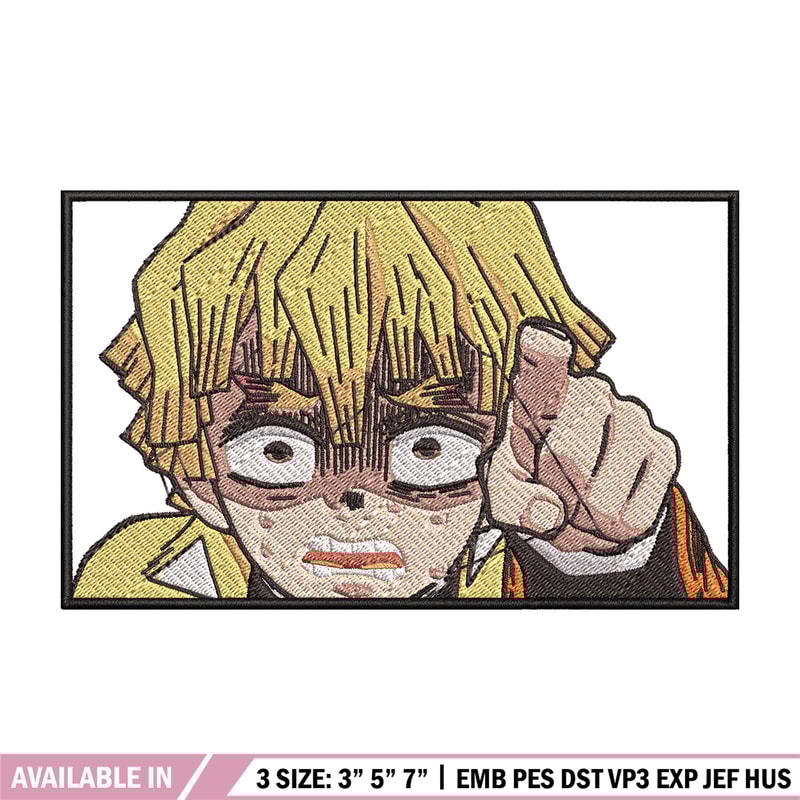 Zenitsu scary embroidery design, Zenitsu embroidery, Anime design, Embroidery shirt, Embroidery file, Digital download.jpg