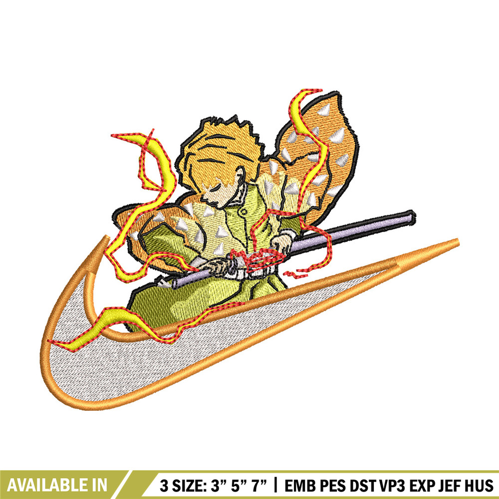Zenitsu nike embroidery design, Demon slayer embroidery,Nike design, Embroidery shirt, Embroidery file, Digital download.jpg