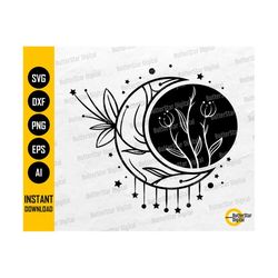 Wild Flower Moon SVG | Celestial SVG | Wildflower SVG | Cricut Cutting Files Silhouette Printable Clipart Vector Digital