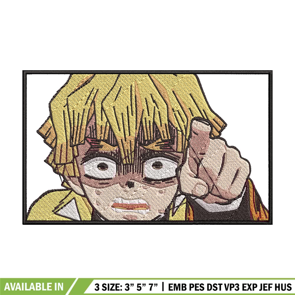 Zenitsu scary embroidery design, Zenitsu embroidery, Anime design, Embroidery shirt, Embroidery file, Digital download.jpg