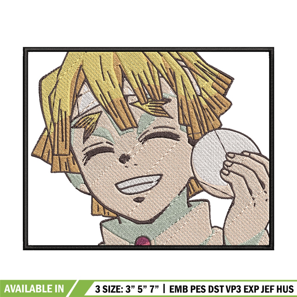 Zenitsu smile embroidery design, Zenitsu embroidery, Anime design, Embroidery shirt, Embroidery file, Digital download.jpg