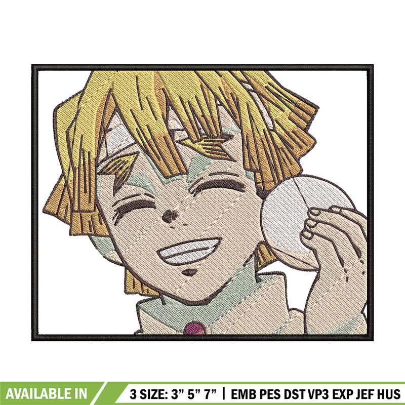 Zenitsu smile embroidery design, Zenitsu embroidery, Anime design, Embroidery shirt, Embroidery file, Digital download.jpg