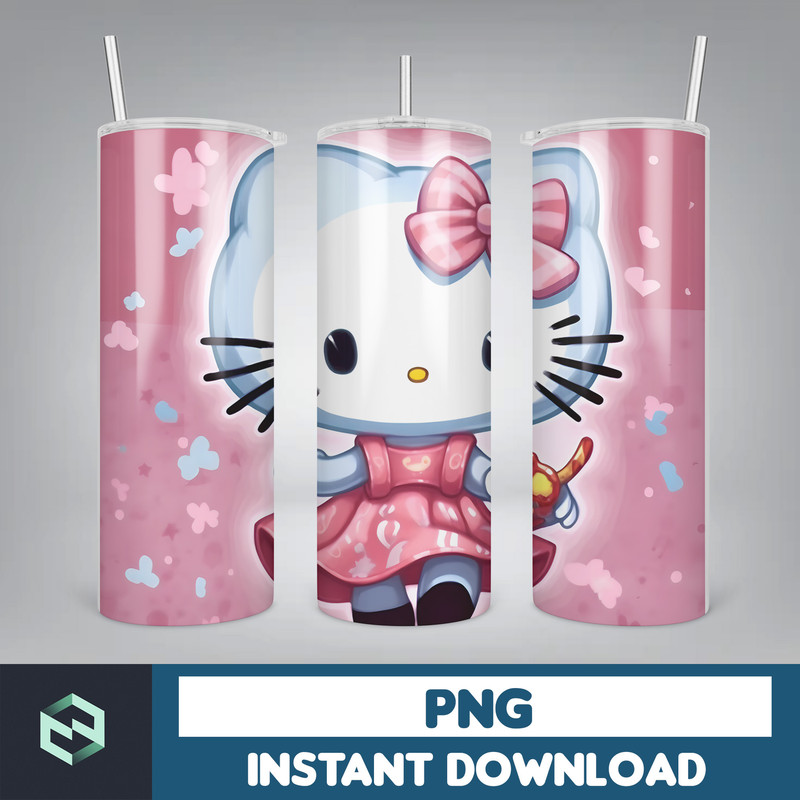 Kitty Coffee Tumbler, Spring Flower Pink Cat PNG, 20oz Straight Skinny Wrap, Cartoon Tumbler, Tumbler Wrap, Full Tumbler Wrap (21).jpg