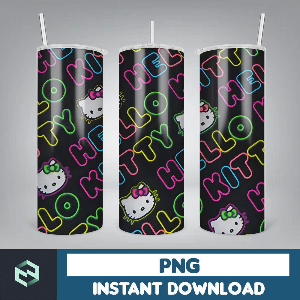 Kitty Coffee Tumbler, Spring Flower Pink Cat PNG, 20oz Straight Skinny Wrap, Cartoon Tumbler, Tumbler Wrap, Full Tumbler Wrap (30).jpg