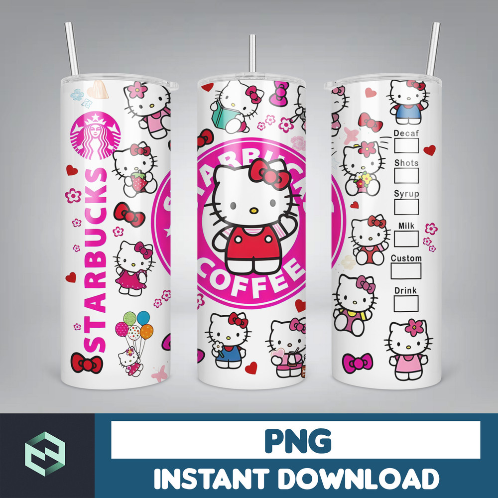 Kitty Coffee Tumbler, Spring Flower Pink Cat PNG, 20oz Straight Skinny Wrap, Cartoon Tumbler, Tumbler Wrap, Full Tumbler Wrap (1).jpg