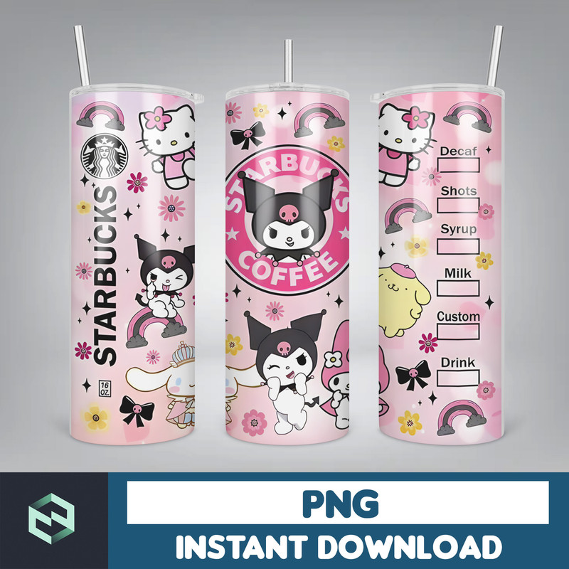 Kitty Coffee Tumbler, Spring Flower Pink Cat PNG, 20oz Straight Skinny Wrap, Cartoon Tumbler, Tumbler Wrap, Full Tumbler Wrap (2).jpg