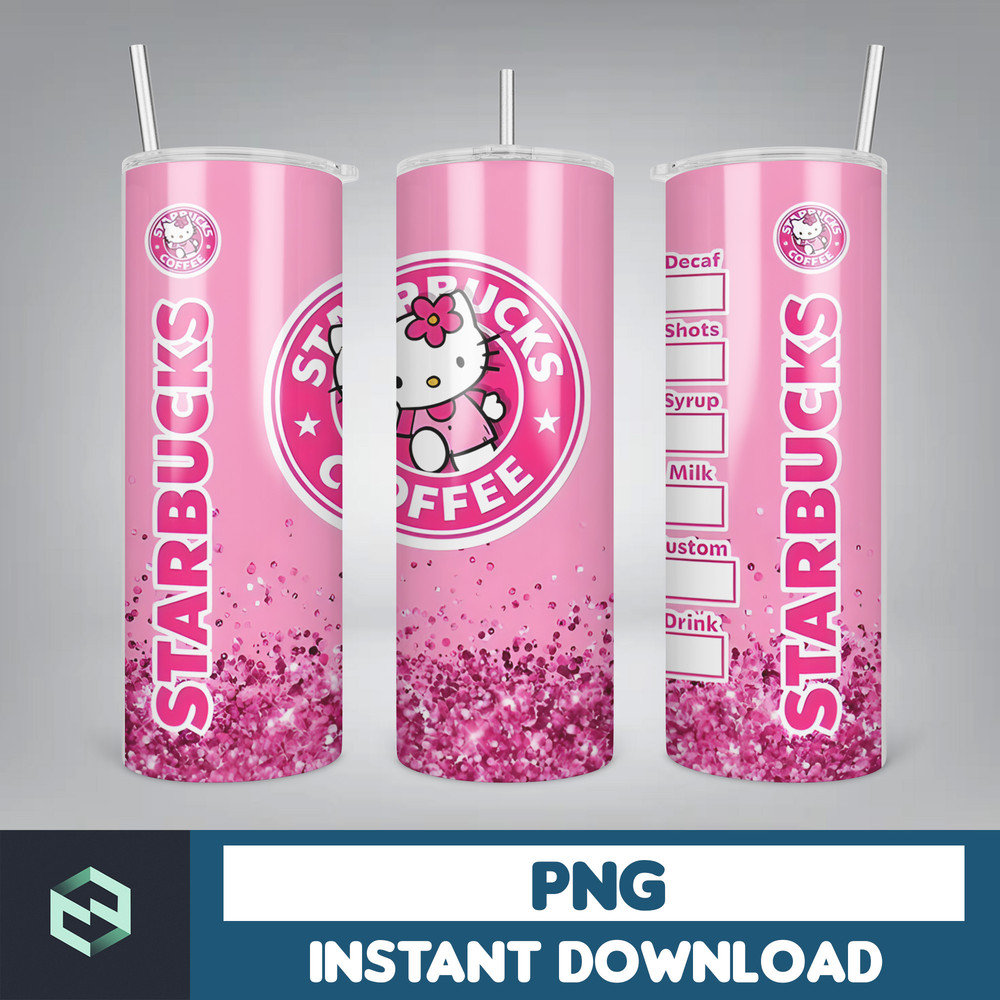 Kitty Coffee Tumbler, Spring Flower Pink Cat PNG, 20oz Straight Skinny Wrap, Cartoon Tumbler, Tumbler Wrap, Full Tumbler Wrap (5).jpg