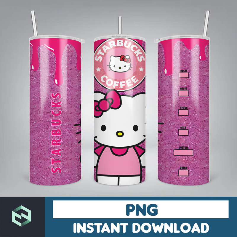 Kitty Coffee Tumbler, Spring Flower Pink Cat PNG, 20oz Straight Skinny Wrap, Cartoon Tumbler, Tumbler Wrap, Full Tumbler Wrap (10).jpg