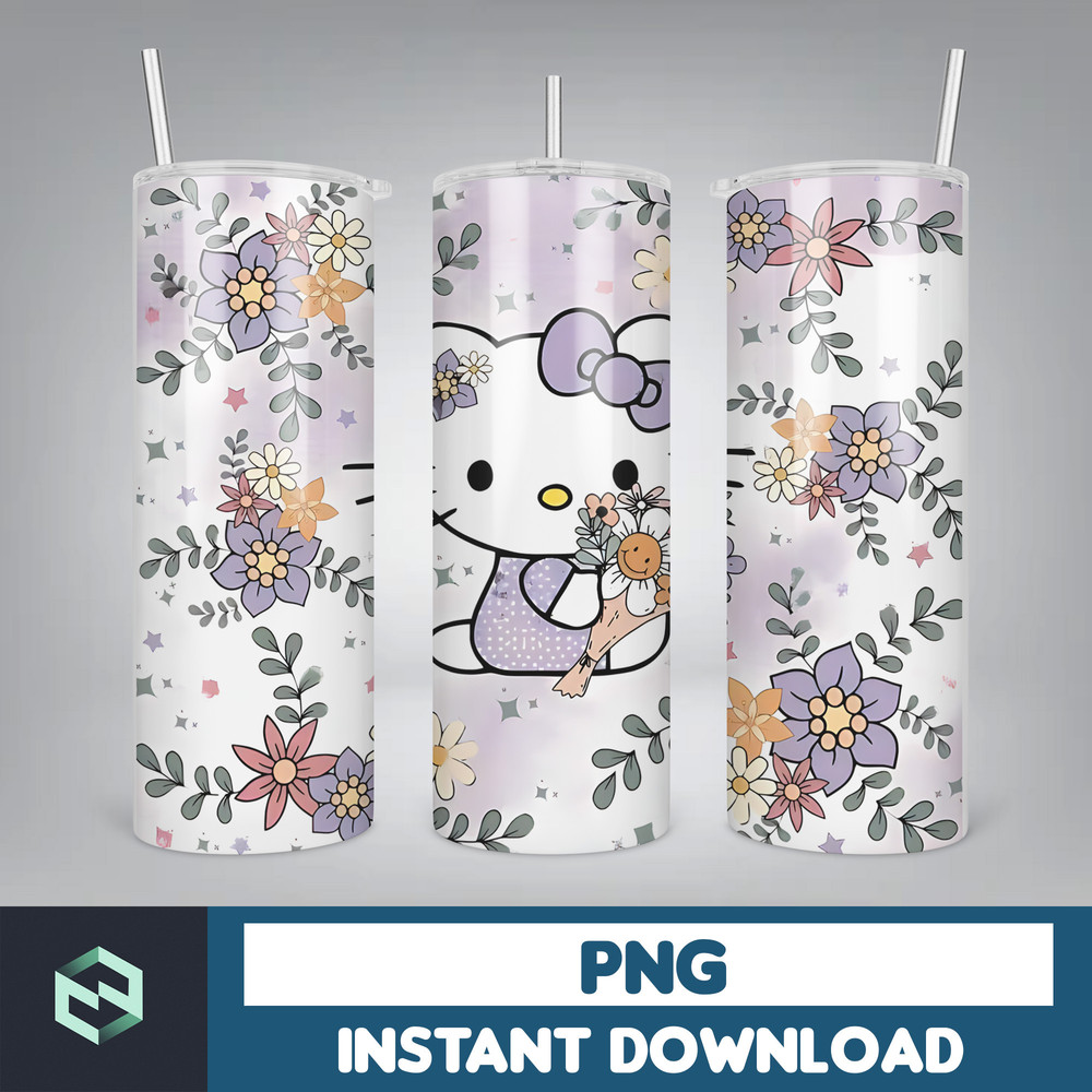 Kitty Coffee Tumbler, Spring Flower Pink Cat PNG, 20oz Straight Skinny Wrap, Cartoon Tumbler, Tumbler Wrap, Full Tumbler Wrap (11).jpg