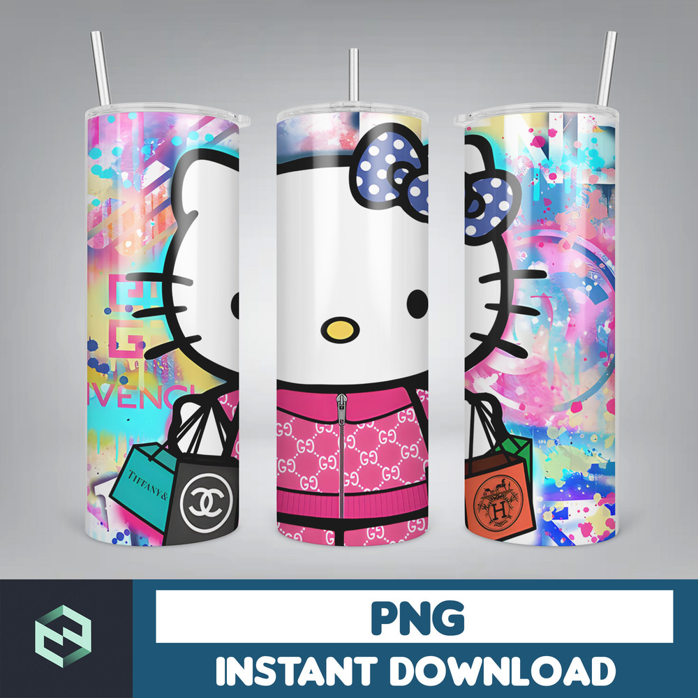 Kitty Coffee Tumbler, Spring Flower Pink Cat PNG, 20oz Straight Skinny Wrap, Cartoon Tumbler, Tumbler Wrap, Full Tumbler Wrap (13).jpg