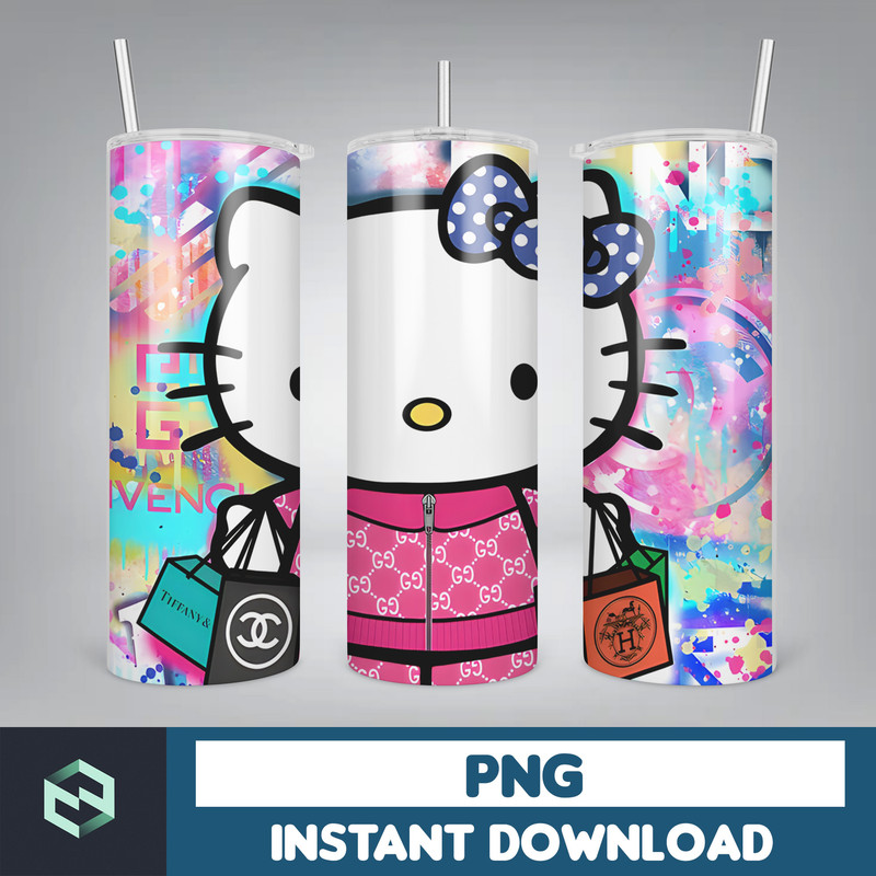 Kitty Coffee Tumbler, Spring Flower Pink Cat PNG, 20oz Straight Skinny Wrap, Cartoon Tumbler, Tumbler Wrap, Full Tumbler Wrap (13).jpg