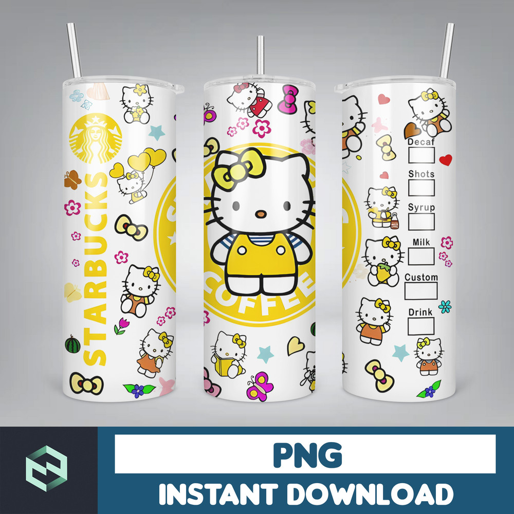 Kitty Coffee Tumbler, Spring Flower Pink Cat PNG, 20oz Straight Skinny Wrap, Cartoon Tumbler, Tumbler Wrap, Full Tumbler Wrap (14).jpg