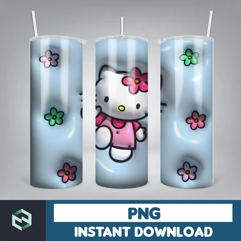 Kitty Coffee Tumbler, Spring Flower Pink Cat PNG, 20oz Straight Skinny Wrap, Cartoon Tumbler, Tumbler Wrap, Full Tumbler Wrap (15).jpg