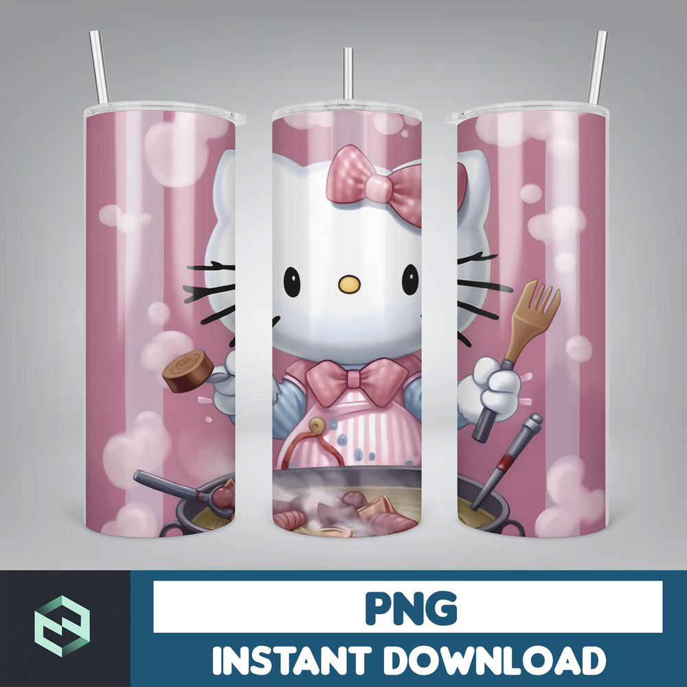 Kitty Coffee Tumbler, Spring Flower Pink Cat PNG, 20oz Straight Skinny Wrap, Cartoon Tumbler, Tumbler Wrap, Full Tumbler Wrap (18).jpg