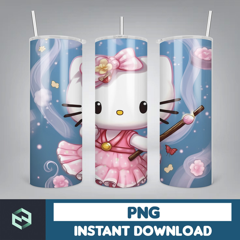 Kitty Coffee Tumbler, Spring Flower Pink Cat PNG, 20oz Straight Skinny Wrap, Cartoon Tumbler, Tumbler Wrap, Full Tumbler Wrap (20).jpg