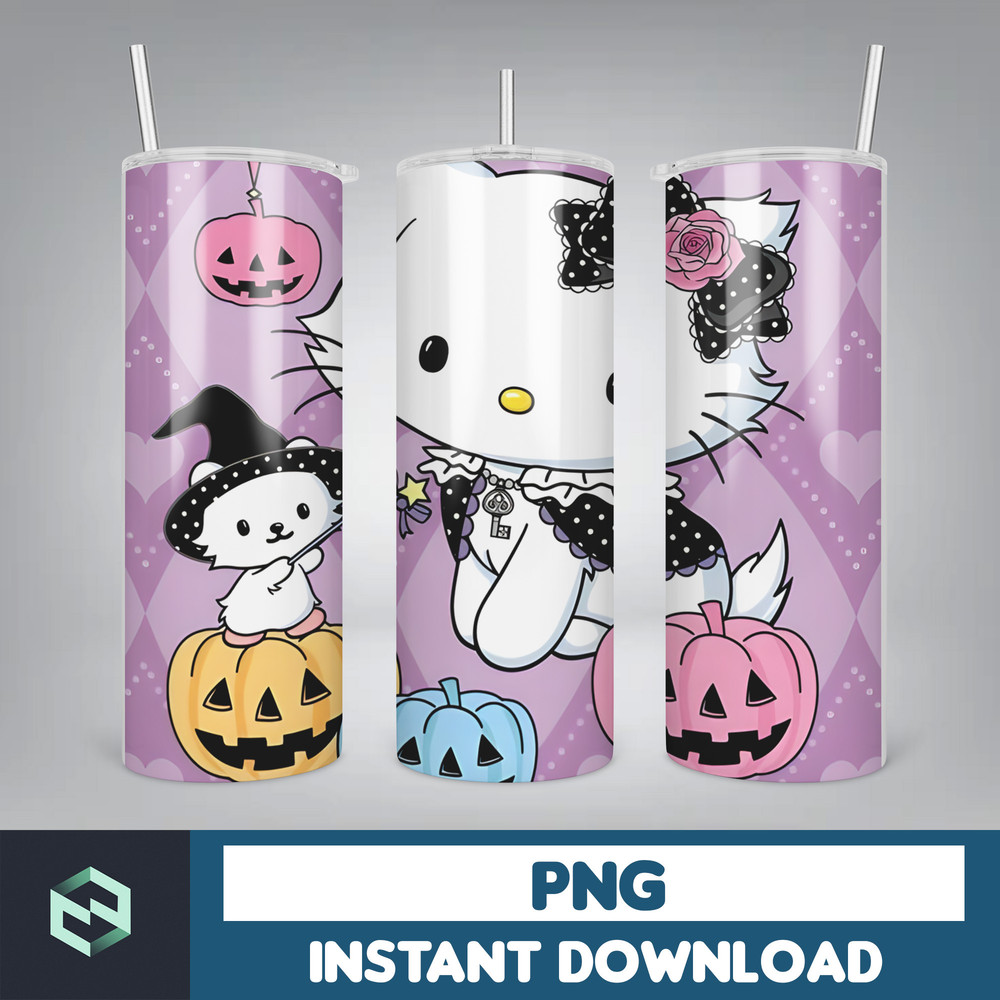 Kitty Coffee Tumbler, Spring Flower Pink Cat PNG, 20oz Straight Skinny Wrap, Cartoon Tumbler, Tumbler Wrap, Full Tumbler Wrap (22).jpg