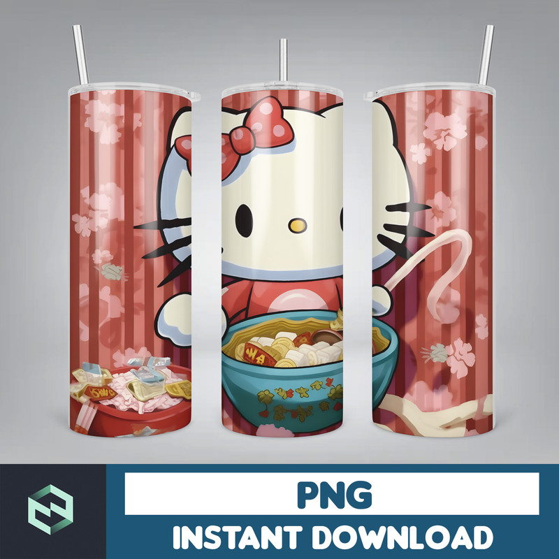 Kitty Coffee Tumbler, Spring Flower Pink Cat PNG, 20oz Straight Skinny Wrap, Cartoon Tumbler, Tumbler Wrap, Full Tumbler Wrap (26).jpg