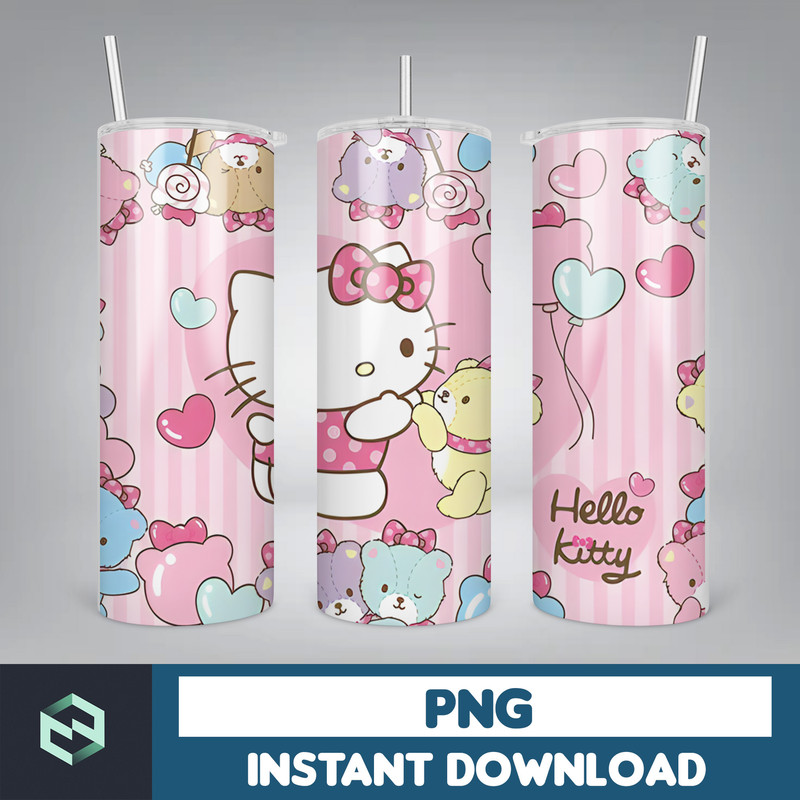 Kitty Coffee Tumbler, Spring Flower Pink Cat PNG, 20oz Straight Skinny Wrap, Cartoon Tumbler, Tumbler Wrap, Full Tumbler Wrap (27).jpg
