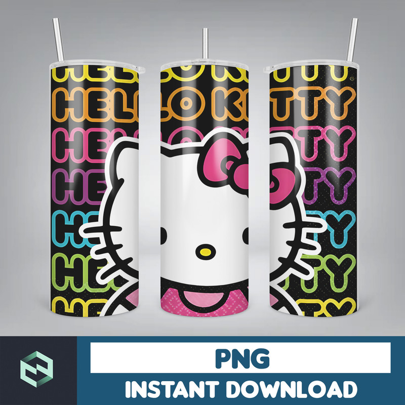 Kitty Coffee Tumbler, Spring Flower Pink Cat PNG, 20oz Straight Skinny Wrap, Cartoon Tumbler, Tumbler Wrap, Full Tumbler Wrap (31).jpg