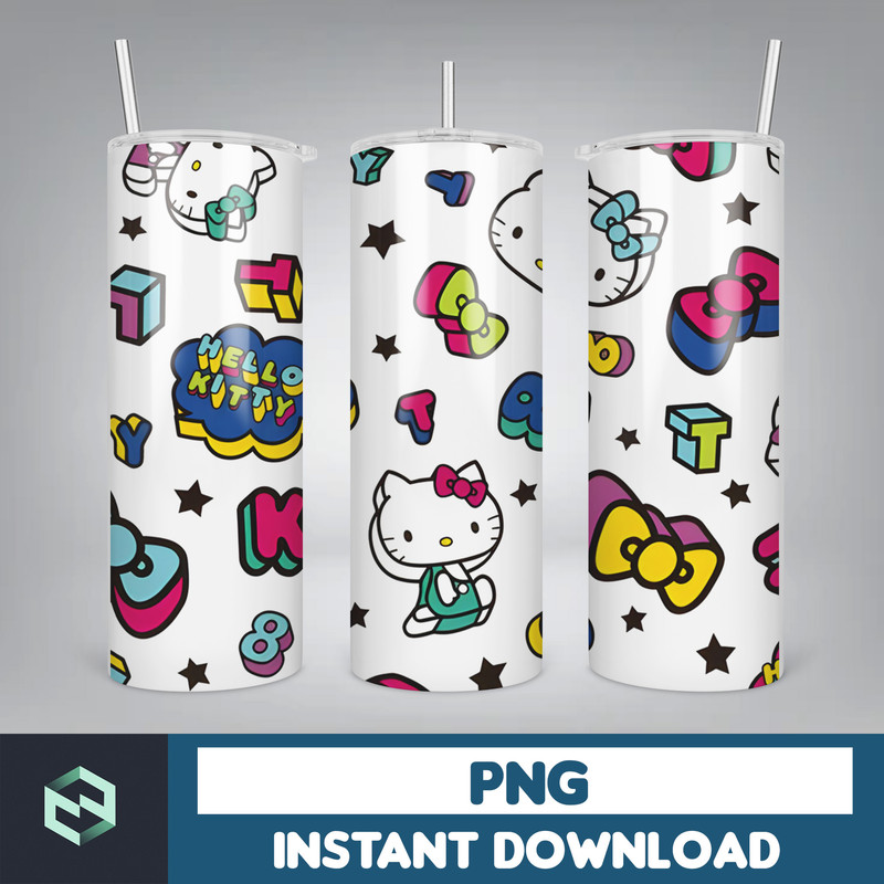 Kitty Coffee Tumbler, Spring Flower Pink Cat PNG, 20oz Straight Skinny Wrap, Cartoon Tumbler, Tumbler Wrap, Full Tumbler Wrap (32).jpg