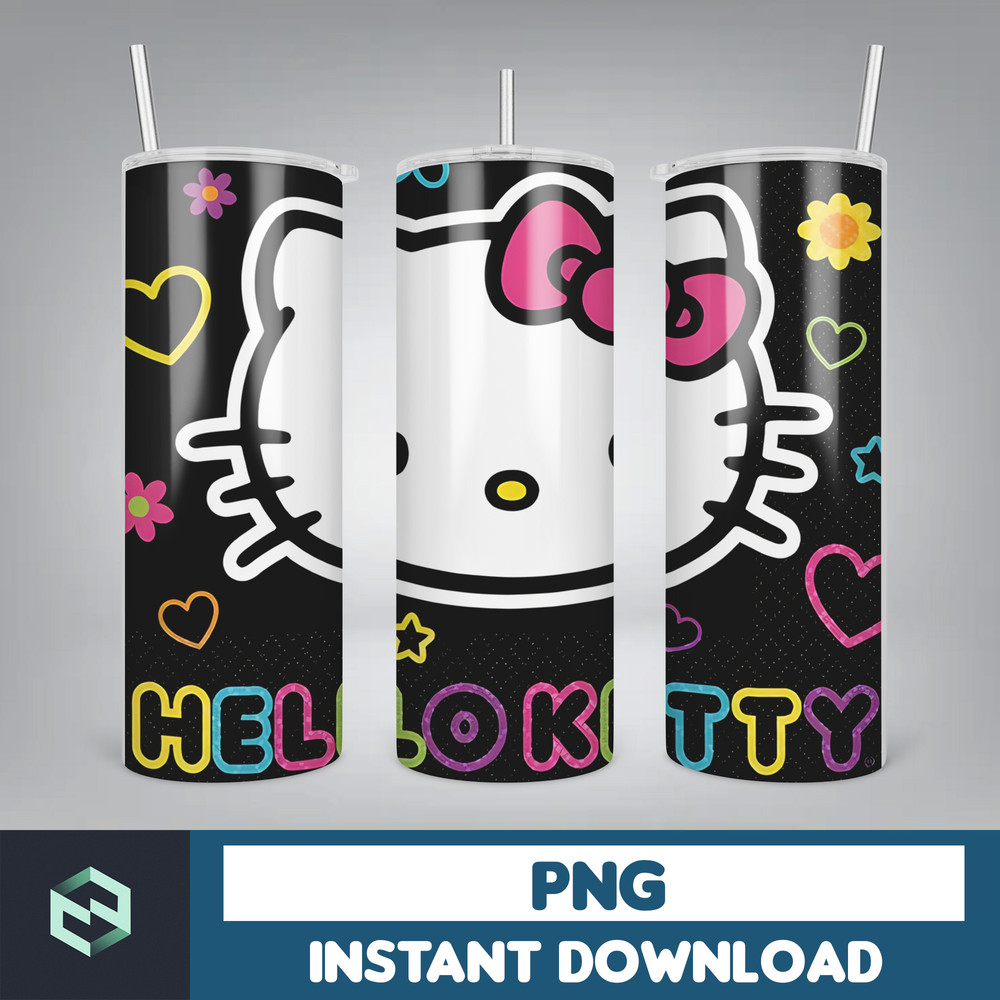 Kitty Coffee Tumbler, Spring Flower Pink Cat PNG, 20oz Straight Skinny Wrap, Cartoon Tumbler, Tumbler Wrap, Full Tumbler Wrap (33).jpg