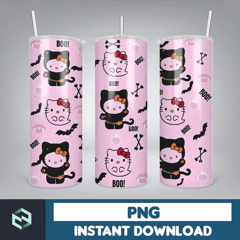 Kitty Coffee Tumbler, Spring Flower Pink Cat PNG, 20oz Straight Skinny Wrap, Cartoon Tumbler, Tumbler Wrap, Full Tumbler Wrap (36).jpg