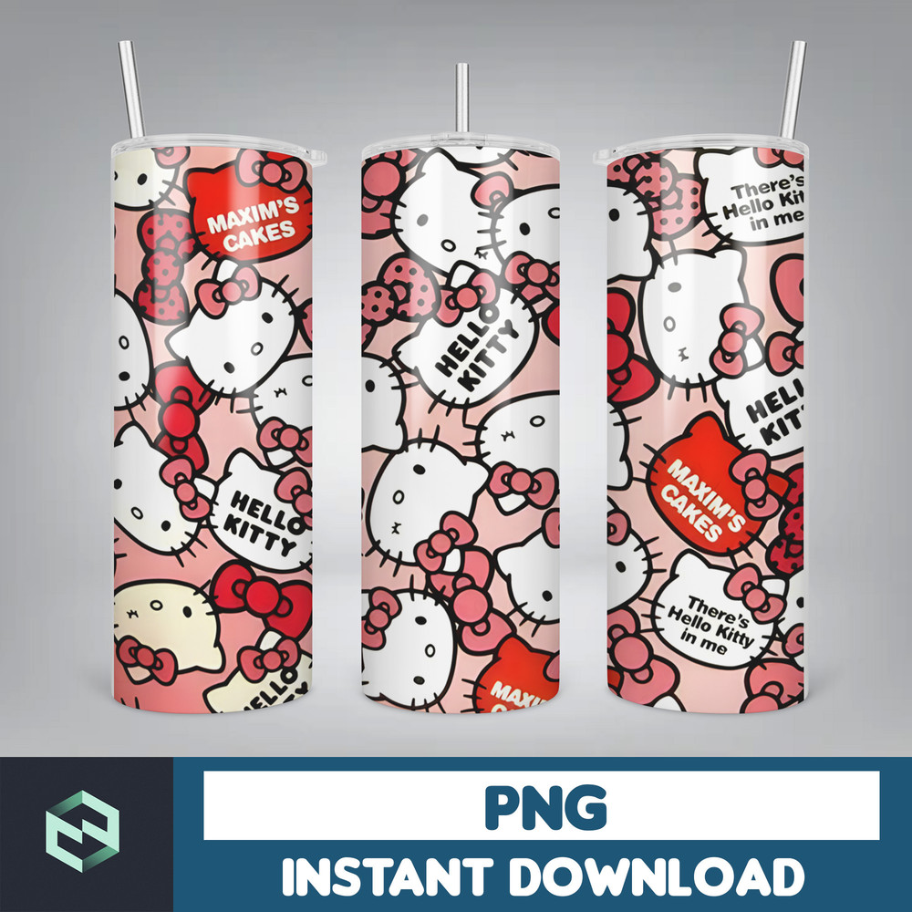 Kitty Coffee Tumbler, Spring Flower Pink Cat PNG, 20oz Straight Skinny Wrap, Cartoon Tumbler, Tumbler Wrap, Full Tumbler Wrap (37).jpg