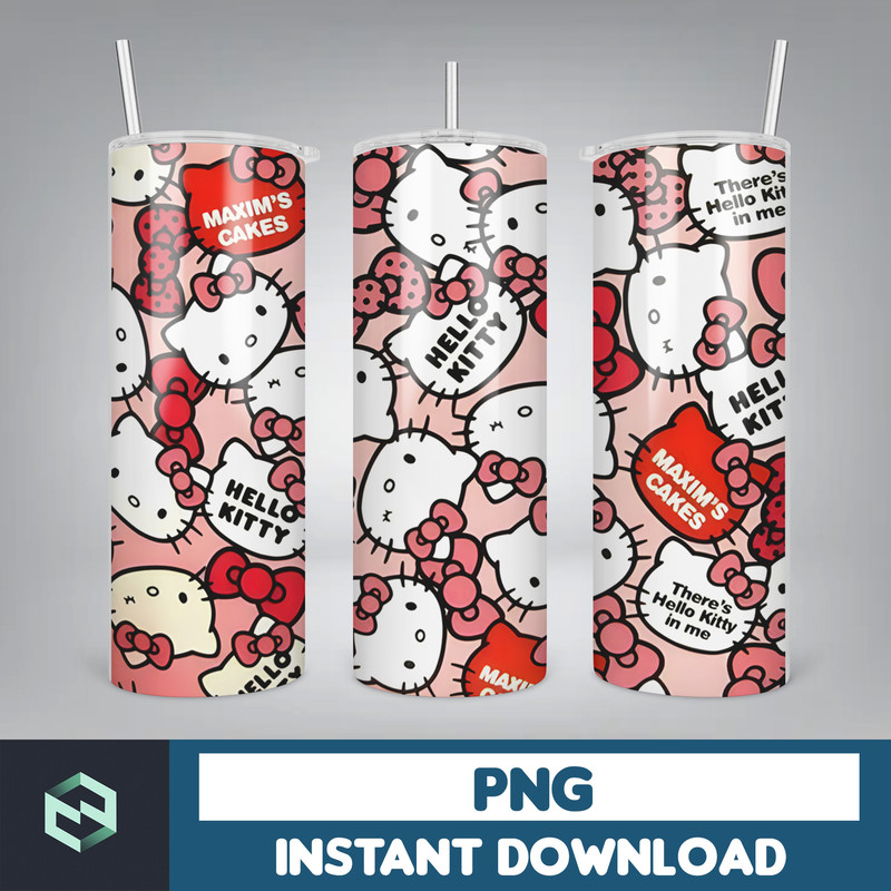 Kitty Coffee Tumbler, Spring Flower Pink Cat PNG, 20oz Straight Skinny Wrap, Cartoon Tumbler, Tumbler Wrap, Full Tumbler Wrap (37).jpg