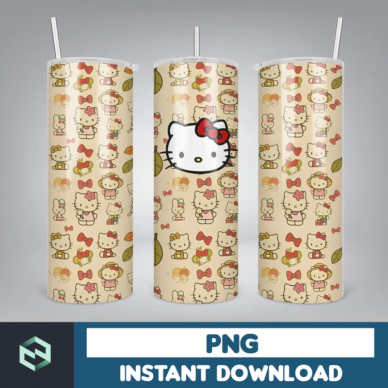 Kitty Coffee Tumbler, Spring Flower Pink Cat PNG, 20oz Straight Skinny Wrap, Cartoon Tumbler, Tumbler Wrap, Full Tumbler Wrap (38).jpg