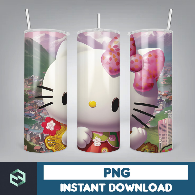 Kitty Coffee Tumbler, Spring Flower Pink Cat PNG, 20oz Straight Skinny Wrap, Cartoon Tumbler, Tumbler Wrap, Full Tumbler Wrap (43).jpg