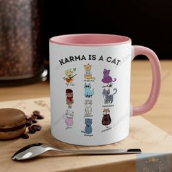 karma is a cat taylor swiftea mug 11oz 15oz, swiftie merch, swiftie coffee mug color, swiftie fan gift cup, music albums