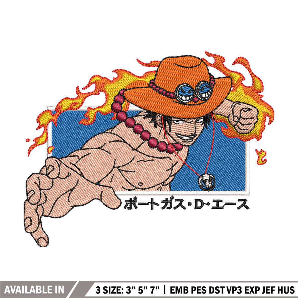 Ace punch embroidery design, One piece embroidery, Anime design, Embroidery shirt, Embroidery file, Digital download.jpg
