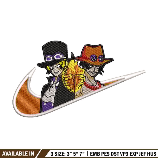 Ace x sabo embroidery design, One piece embroidery, Nike design, Embroidery shirt, Embroidery file, Digital download.jpg