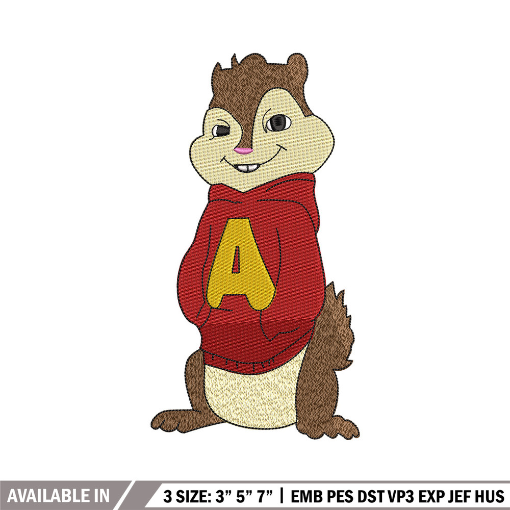 Alvin embroidery design, Chipmunks embroidery, Embroidery file, Embroidery shirt, Emb design, Digital download.jpg