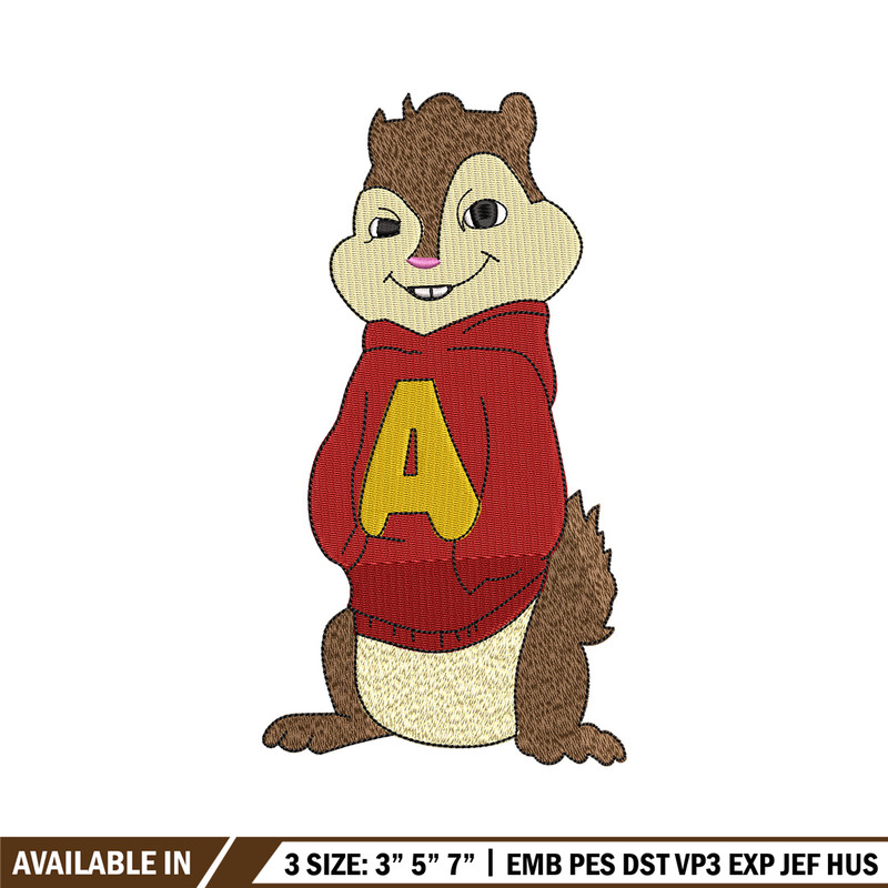 Alvin embroidery design, Chipmunks embroidery, Embroidery file, Embroidery shirt, Emb design, Digital download.jpg